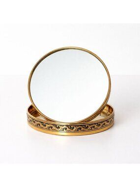 Compact Mirror Folding Vanity Round Makeup VTG Wall Hanging Hollywood Regency